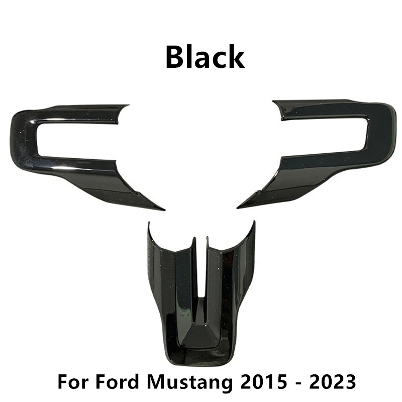 Carbon Fiber Car Interior Steering Wheel Cover Trim Frame Fit Stickers For Ford Mustang 2015 2016 2017 2018 - 2023 Accessories