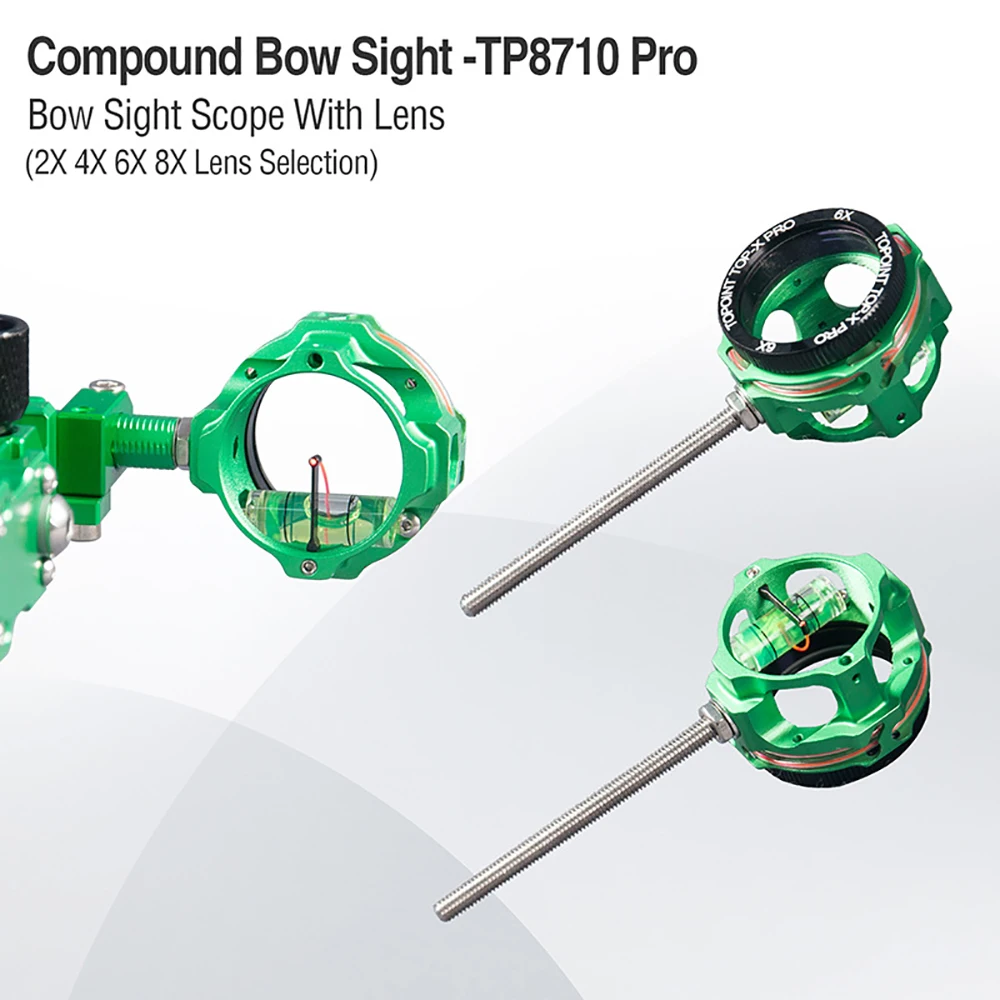 

TP8710-Pro Compound Bow Sight Pin Lens 2/4/6/8x 0.019 Optic Fiber Outdoor Archery Tool Training Shooting Hunting Accessory