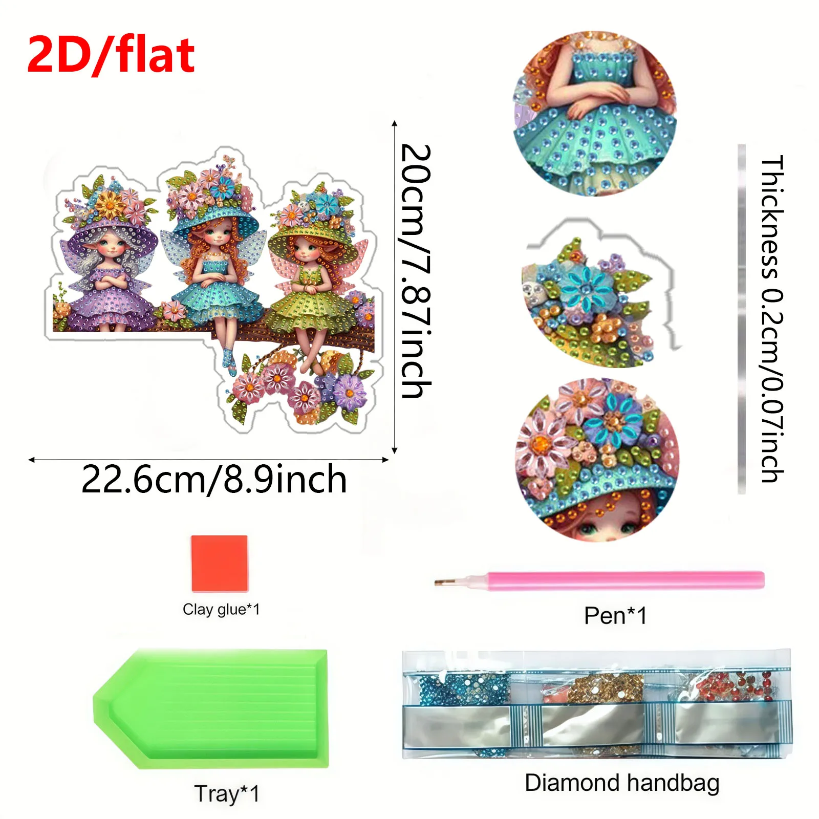 1 مادة أكريليك مسطحة ثنائية الأبعاد يمكنك صنعها بنفسك، مجموعة أدوات رسم على شكل حيوانات وجنية وماسية، مناسبة لتزيين الجدران الداخلي/الخارجي أو الزاوية. #2