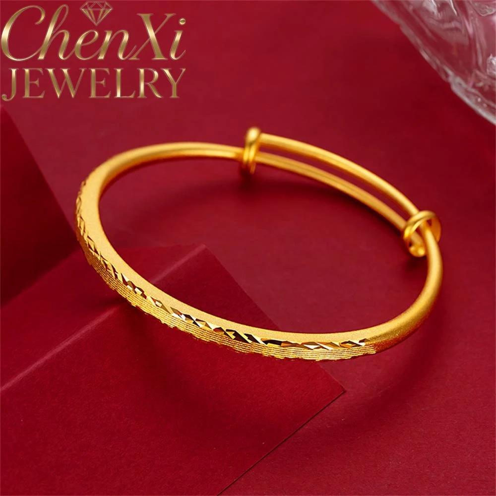 

High-End Sand Gold Floral And Striped Bracelet Luxury Quality Fashion Fine Jewelry Exquisite Elegant Charms Popular Young Gift