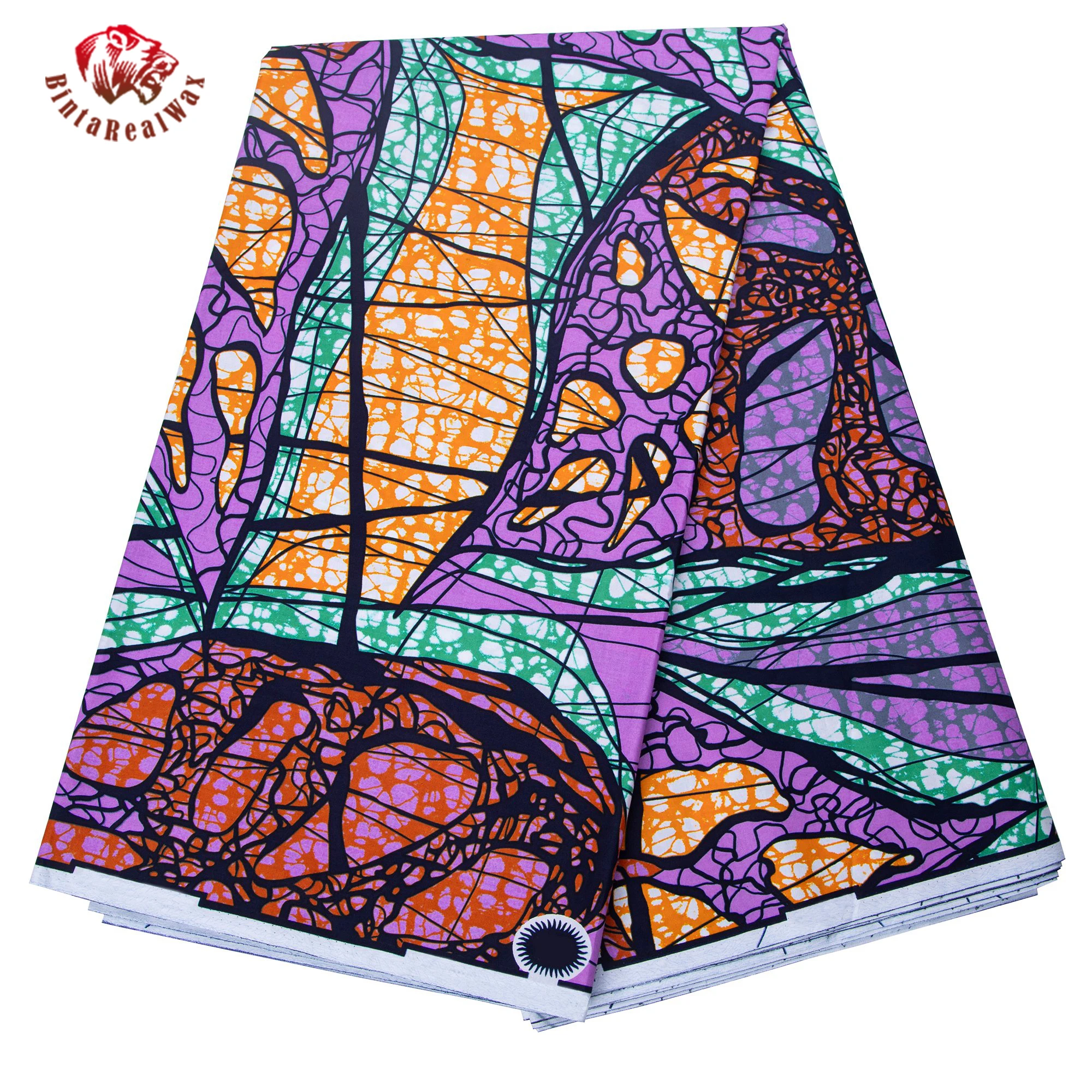 

African Cotton Fabric with Purple Background and Yellow Pattern Real Wax Printed Ankara Fabric DIY 40fs1565