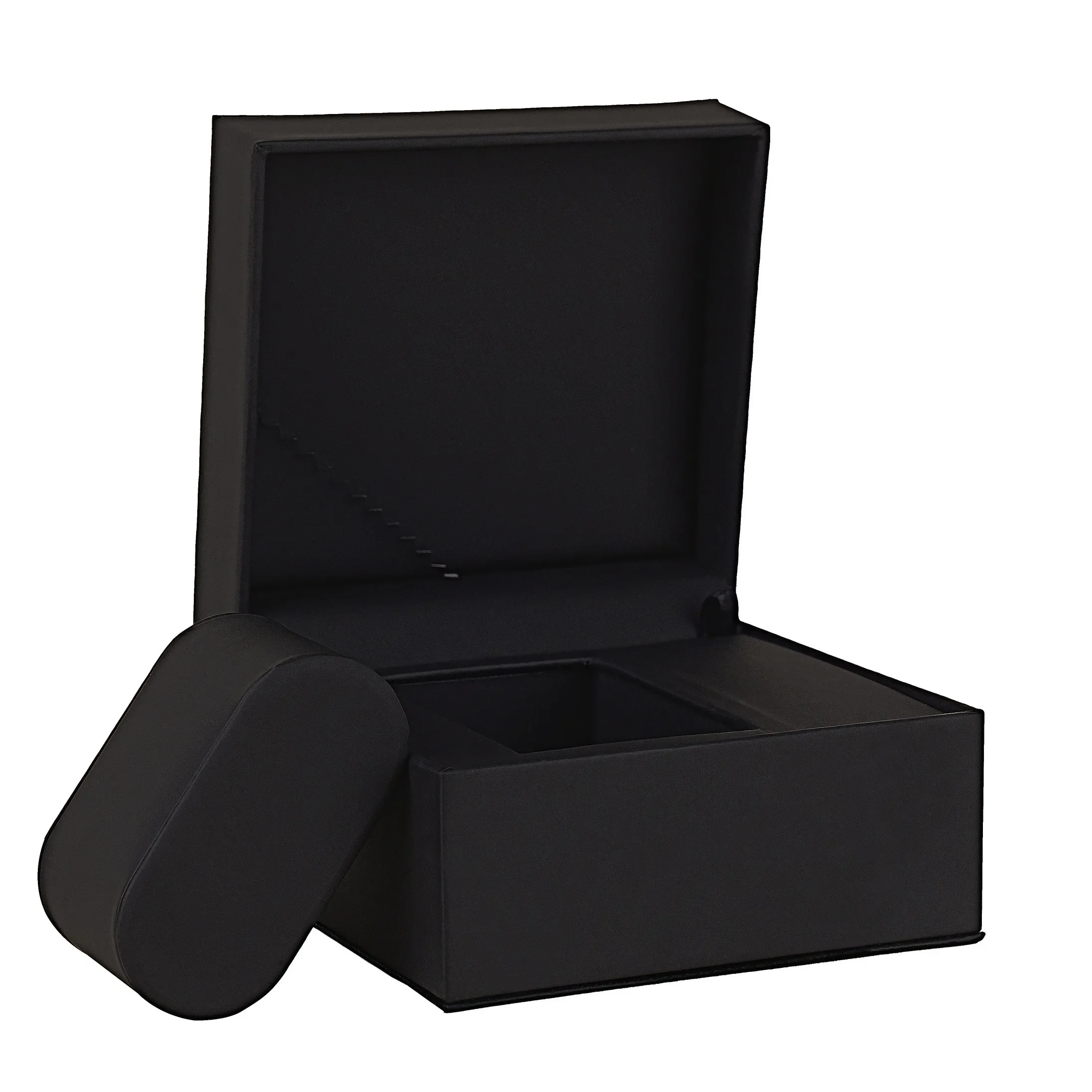 Smart Watch Storage Case Box Smooth ALL Black PU Leather Equipped Storage Compartment Packaging Gift Box Customization Logo