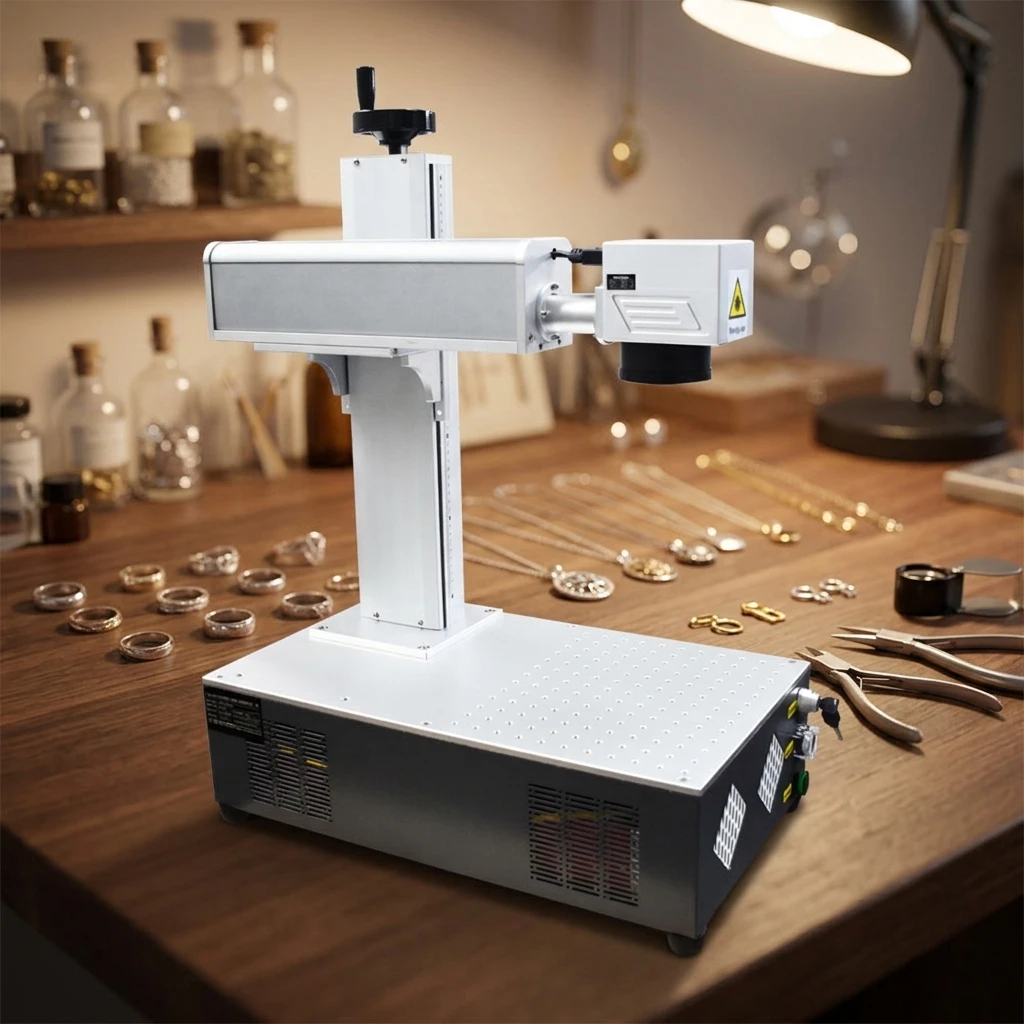 Mini Fiber Laser Marking Machine 20W 30W, Compact Portable Desktop Fiber Laser Engraver