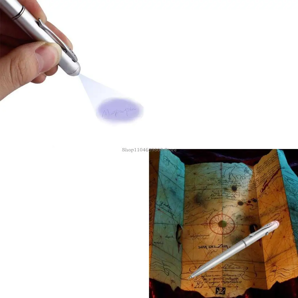 قلم حبر جاف سحري قلم حبر غير مرئي مع مستلزمات حفلات أعياد الميلاد بالأشعة فوق البنفسجية LED #1