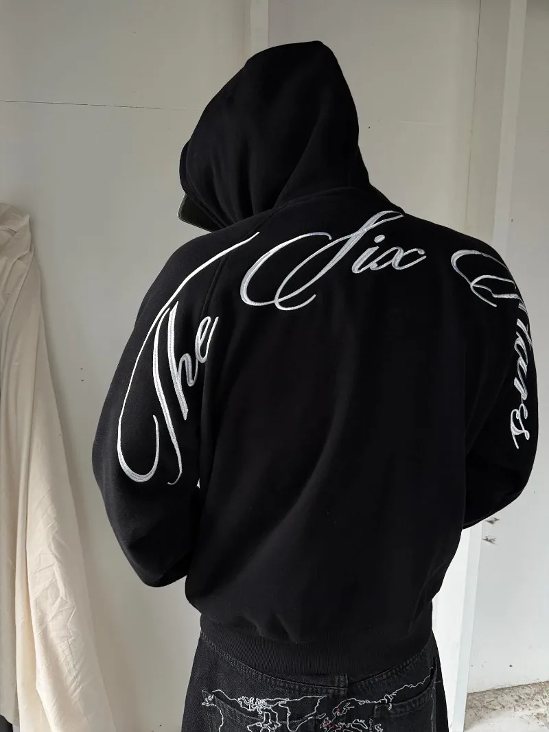 

Худи оверсайз в стиле Y2K American Gothic с вышивкой букв, унисекс, уличная одежда, свободный крой, повседневный стиль Harajuku