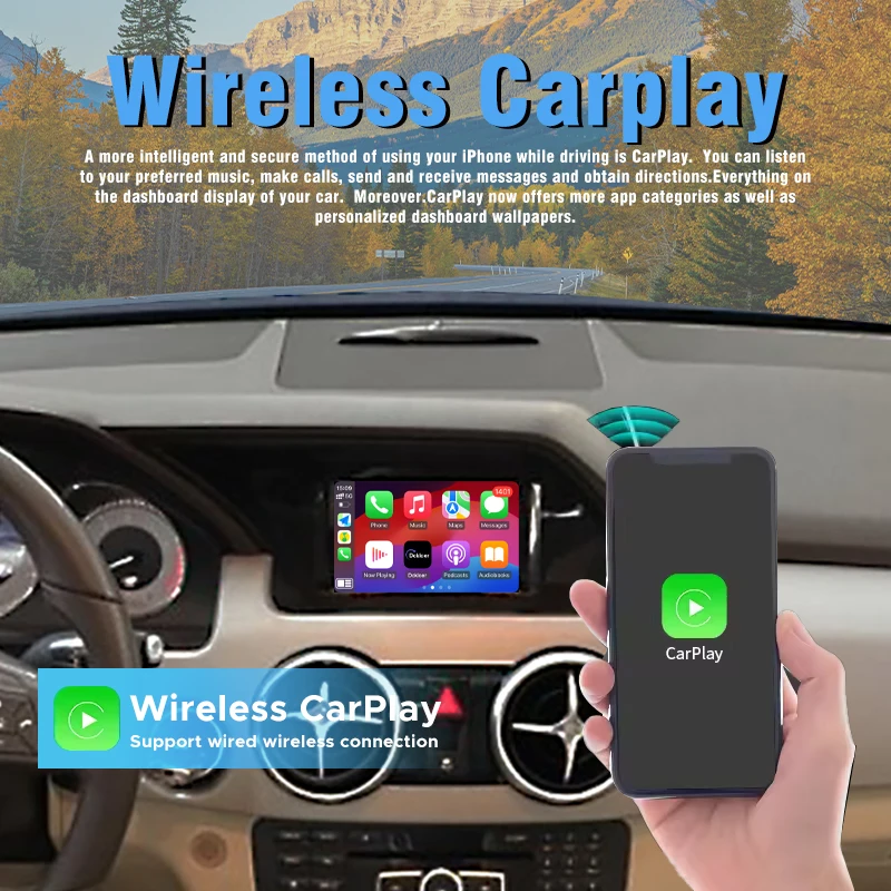 Wireless CarPlay Interface For  Mercedes Benz GLK 2013-2015 Android Auto Car DVD Player Mirror Link AirPlay Navigation
