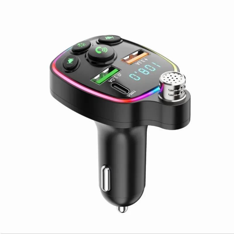 Bluetooth 5.0 Car FM Transmitter Dual USB Car Charger PD Type-C Fast Charging Wireless Handsfree Call Audio Receiver MP3 Player