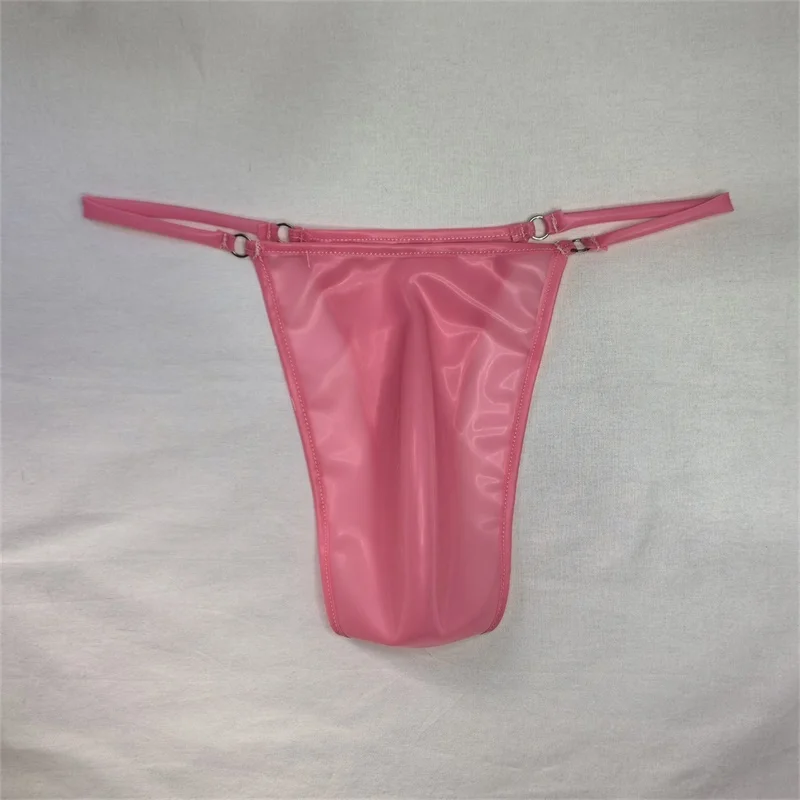 Transparente Latex Herren Tasche Tasche Tangas G String Abdeckung Penis Sexy Dessous Glänzende Männliche Unterwäsche Nachtwäsche Low Rise Tanga Hombre