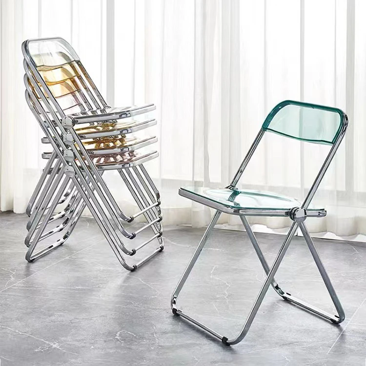 Acrylic Dining Chair Light Luxury Folding Chair Makeup Fashion Stool