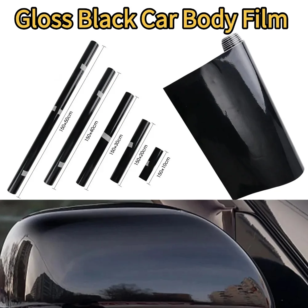 Gloss Black Vinyl Wrap Self Adhesive Car Body Film Sticker Bubble Free Piano Glossy Foil for Mirror Window Trim Auto Accessories