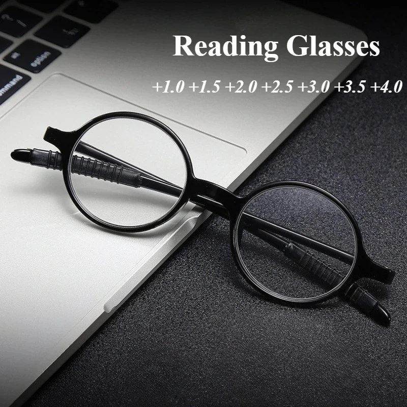 Runde Lesebrille, PC-Rahmen, ultraleichte Fernsichtbrille, Sehhilfe +1,0 ~ +4,0, klare Linse, angenehm zu tragen