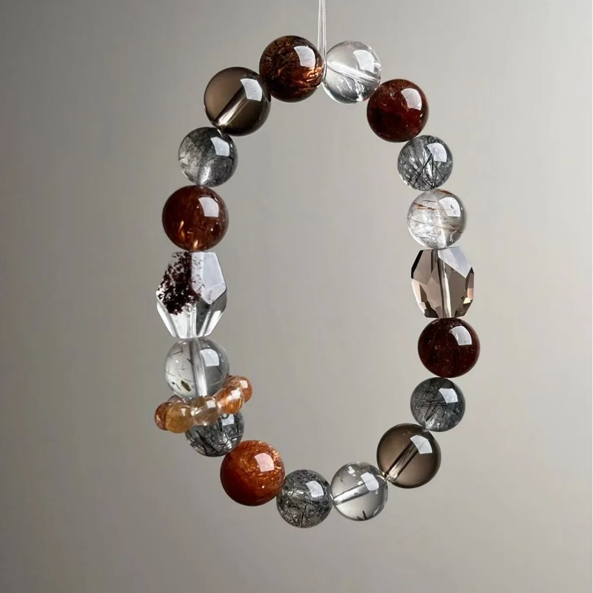 Ladies Natural Crystal Bracelet, Copper Hair Crystal,Black Hair  Glue Flower, Men's Light Luxury Fashion Bracelet