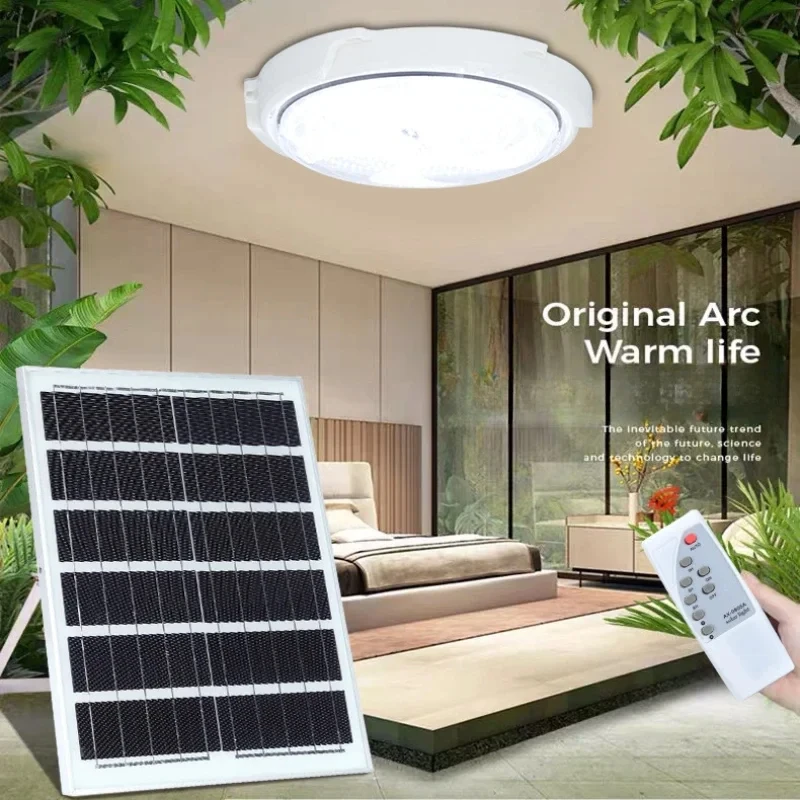 LED Solar Ceiling Lights Indoor Bedroom Corridor Garden Lighting With Remote Control Dimmable Timing Solar Ceiling Lamp image 5