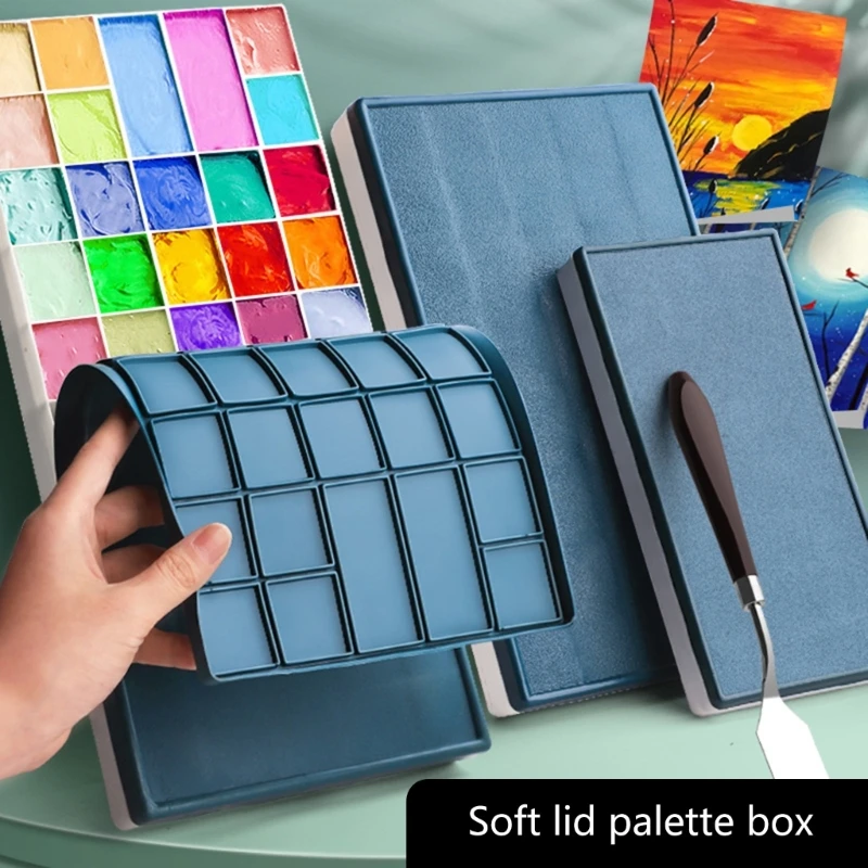 

Paint Plastic Paint Holder Watercolor Acrylic Paint Storage Holder Travel Tray with Soft Lid for Artists H8WD