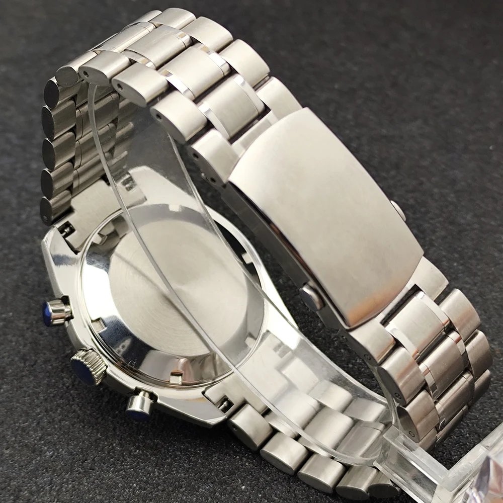 39.7mm Metal Case Watch Compatible with FIT VK63 VK64 Movement Watch Accessories 20mm Strap Fits Watch Box Lunar Bottom Cover