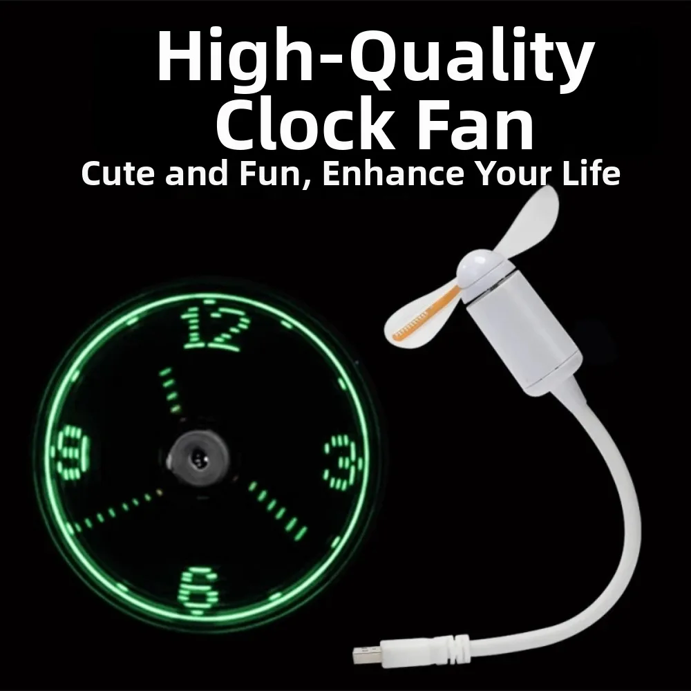Decorative Digital Display LED Clock Fan Flashing Text Creative Design Mini Fan Stylish Novelty Fan Home Use