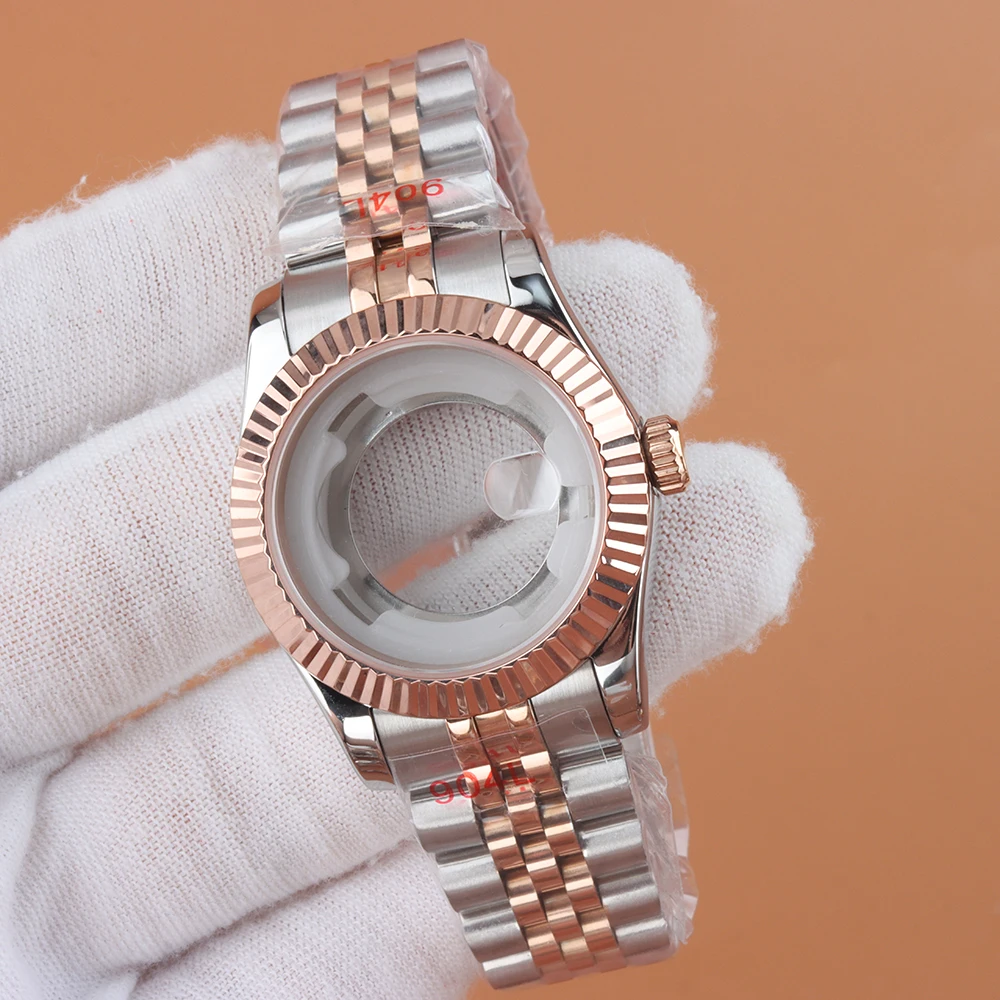 Rose Gold Silver 33mm Sapphire glass Women‘s Watch Case Jubilee Bracelet For NH05 NH06 Movement 25mm Dial Waterproof NH05 Case