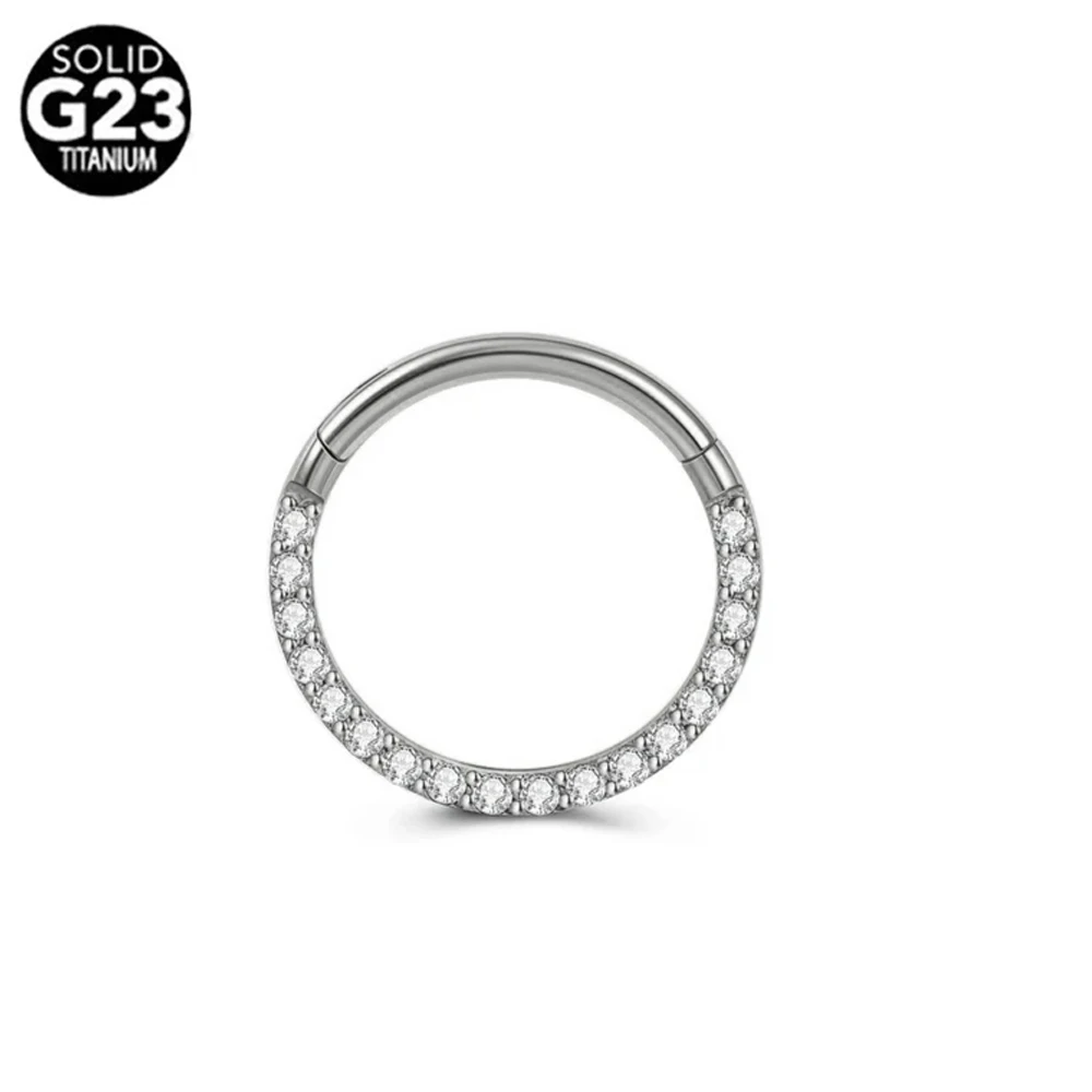 Moon Nose Ring Piercing 100%ASTM F136 Titanium Body Jewelry Pearl 16G  Septum Clicker Helix  Ear Smooth surface Cartilage Daith