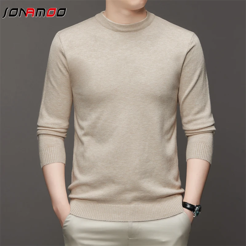 7 Colour Men\'s Round Neck Long Sleeved Solid Color Sweater Soft Warm and Comfortable Top with a Base