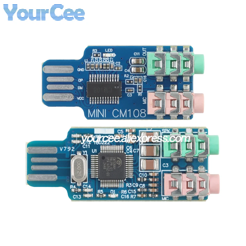 2pcs/1pc CM108 USB 2.0 Drive Free Sound Card Computer External Sound Card 16-bit DAC 48kHz Stereo Audio Notebook Driveless