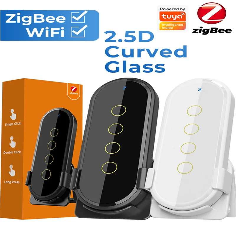 Tuya ZigBee 무선 스마트 홈 씬 스위치 라이트 리모컨, 스마트 라이프 폰 앱, 4 갱, 12 씬 터치 라이트 스위치