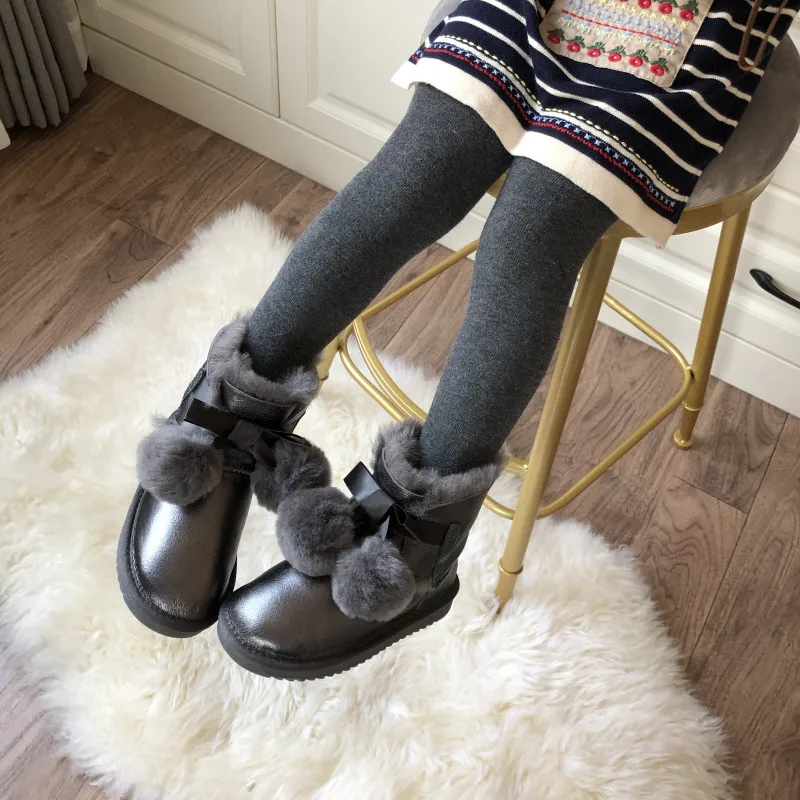 2023 Natuurlijk Bont Echt Schapenvacht Wol Kinderen Snowboots Kind Warm Winter Laarzen Merk Laarzen Winter Voor Baby Meisjes Jongen