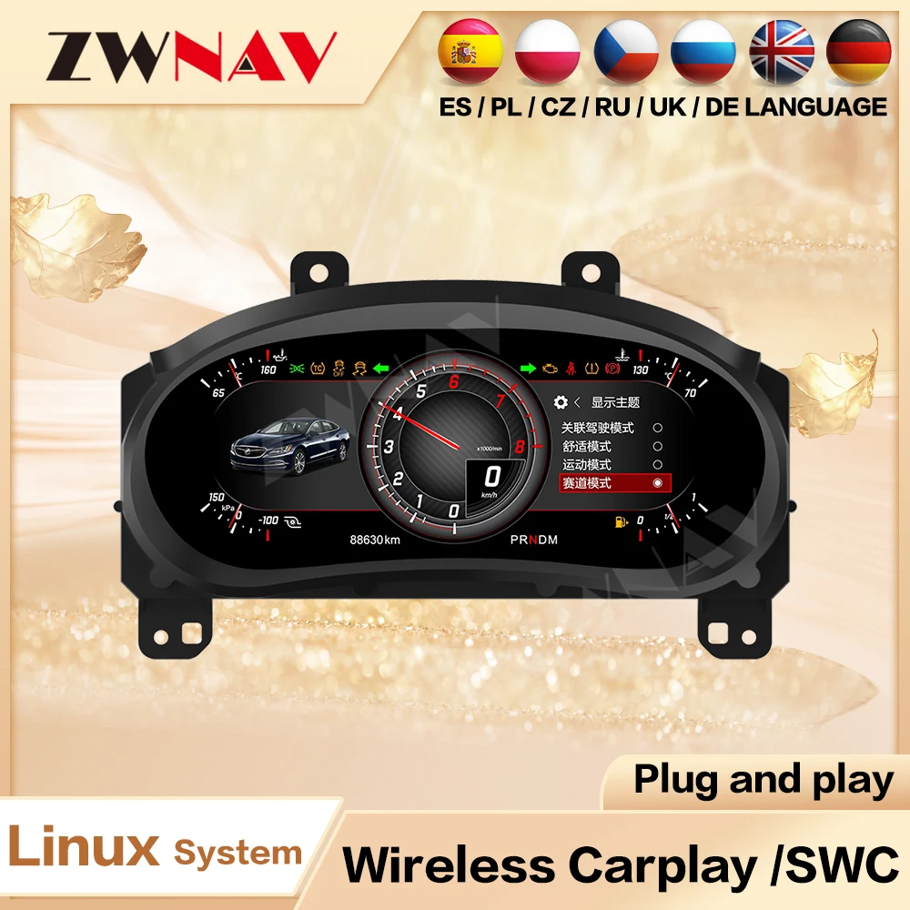 

ZWNAV For Chevrolet Malibu XL LCD instrument panel 2015-2022 Dashboard Auto Speedometer Head Unit Auto Meter Screen