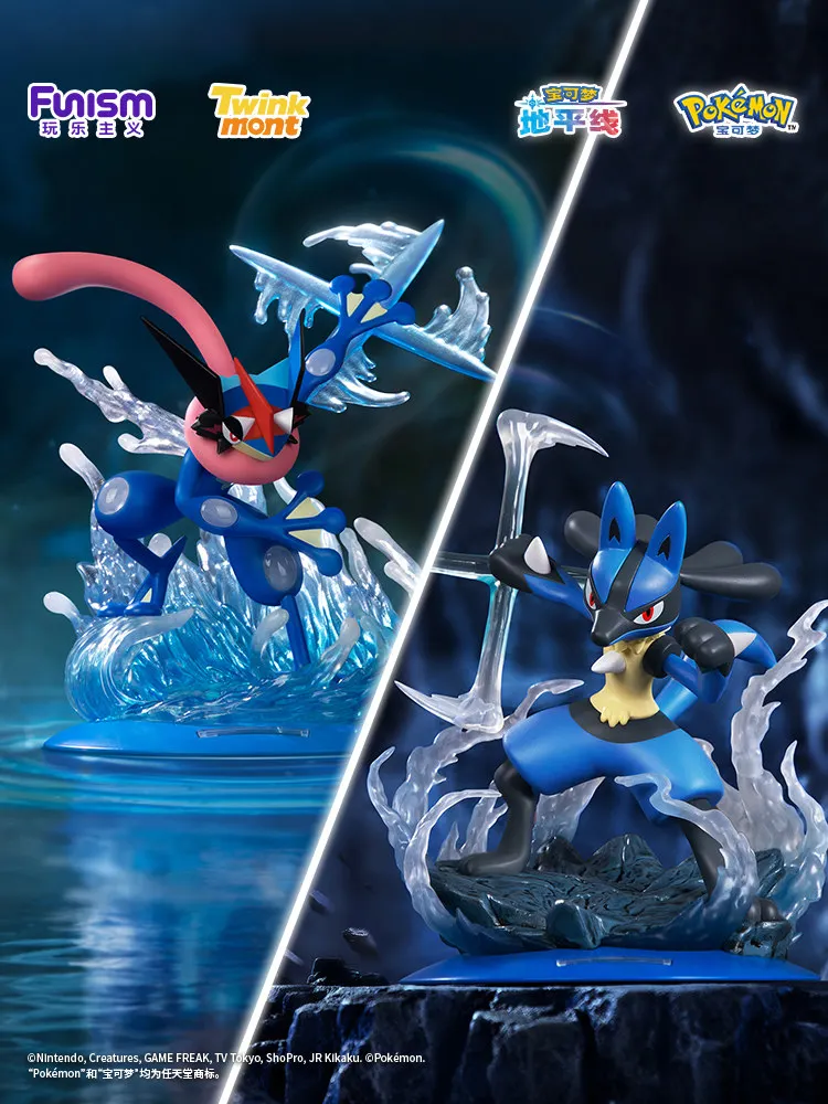 Funism PokéMon Twinkmont Shining Moment Ultimate Strike Figure Ash-Greninja Lucario Pvc Anime Model Collection Desk Decor Toy