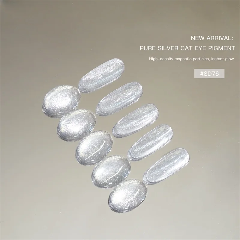 HNDO Pure Silver 3D Cat Eye Magnetic Powder Nail Art Glitter for Gel Polish Professional Manicure Design Decor Pigment Dust - view 3