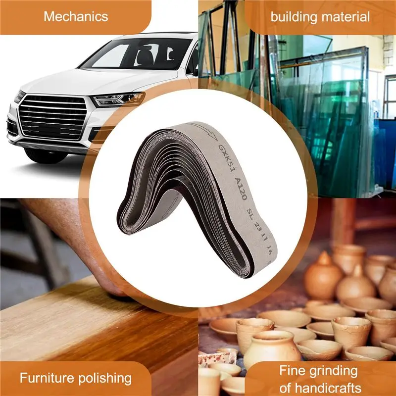 BAAJ-10Pcs Sanding Belts For Grinding Polishing Mixed 60/ 120/ 150/ 240 Grit 50 X 686 Mm