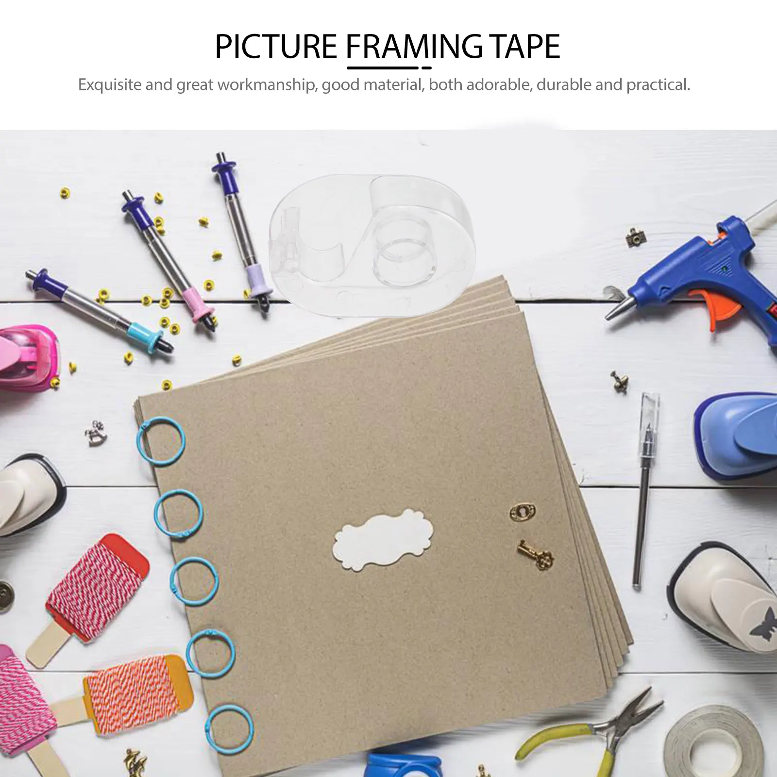 

10Pcs Transparent Tape Dispenser Small Desktop Adorable Tape Cutter Storage Holder for Office Craft Packaging Use