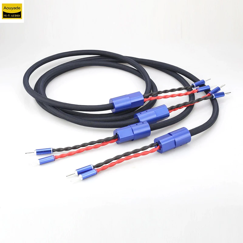 Aouyade xygen free copper silver plated speaker cable HiFi main speaker cable surround cable silver plated banana head Y plug