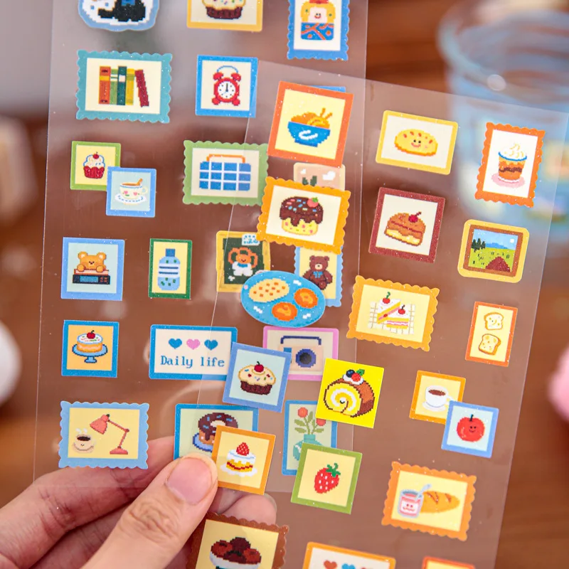 Stamp Flat Sticker Sheet Daydream Weaving Series Cute Cartoon Pattern Decals for Journal Scrapbook DIY Craft Decor Supplies