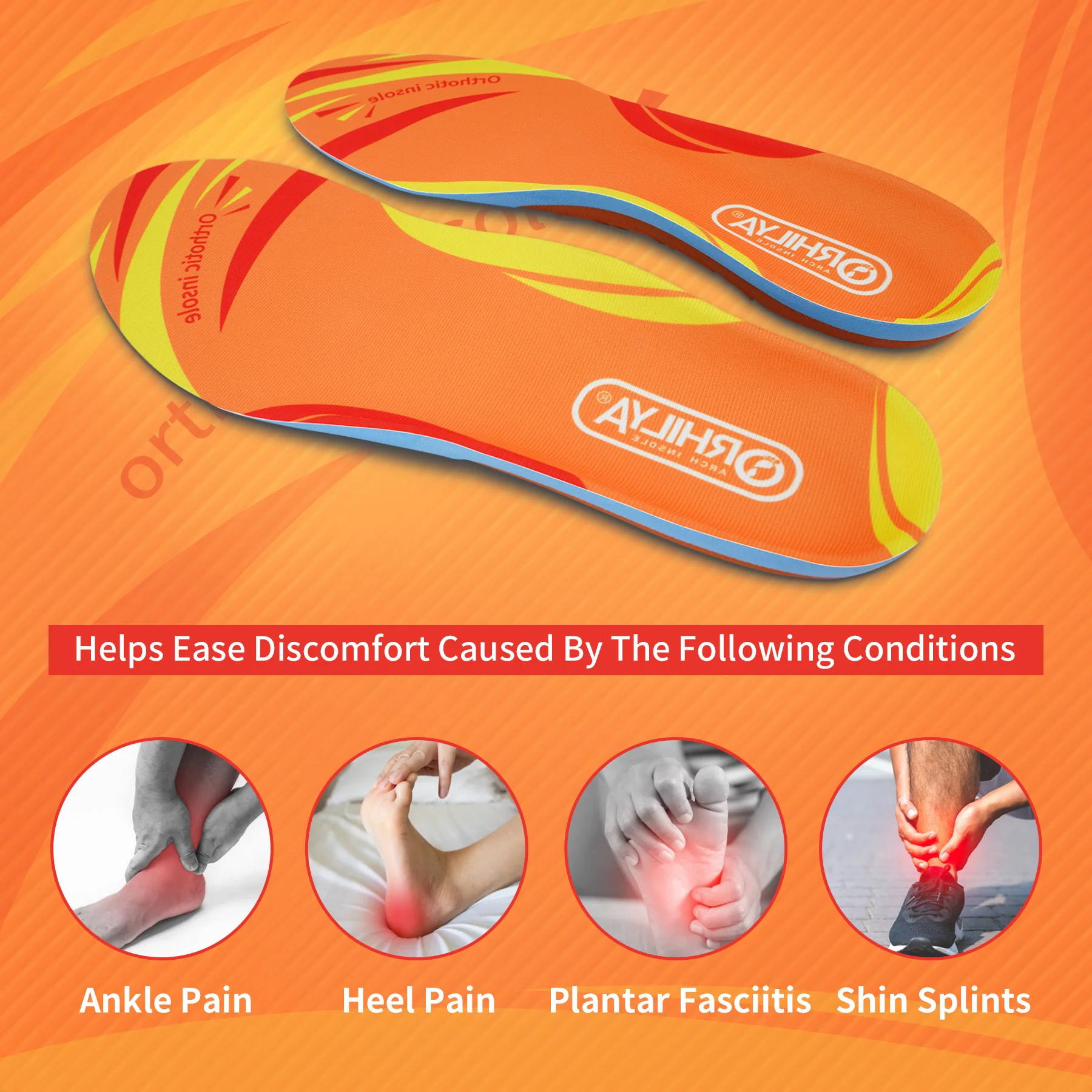 PU Pain Relief Orthopedic Insole Plantar Fasciitis Men Women Sneaker Flat Feet Arch Support Orthotic Insert Sole Athletic