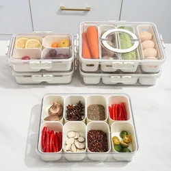 4/8 Grids Food Divided Serving Tray with Lids Fruits Nuts Candy Spice Refrigerator Storage Box Snack Food Container Organizer