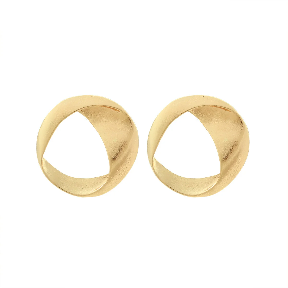 أقراط دائرية مصنوعة من خليط معدني للنساء والفتيات باللون الذهبي أقراط هندسية مجوهرات