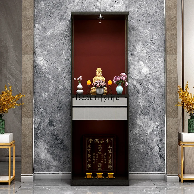 

Solid wood Buddhist niche vertical cabinet new Chinese style God of Wealth Guanyin Guan Gong table incense case
