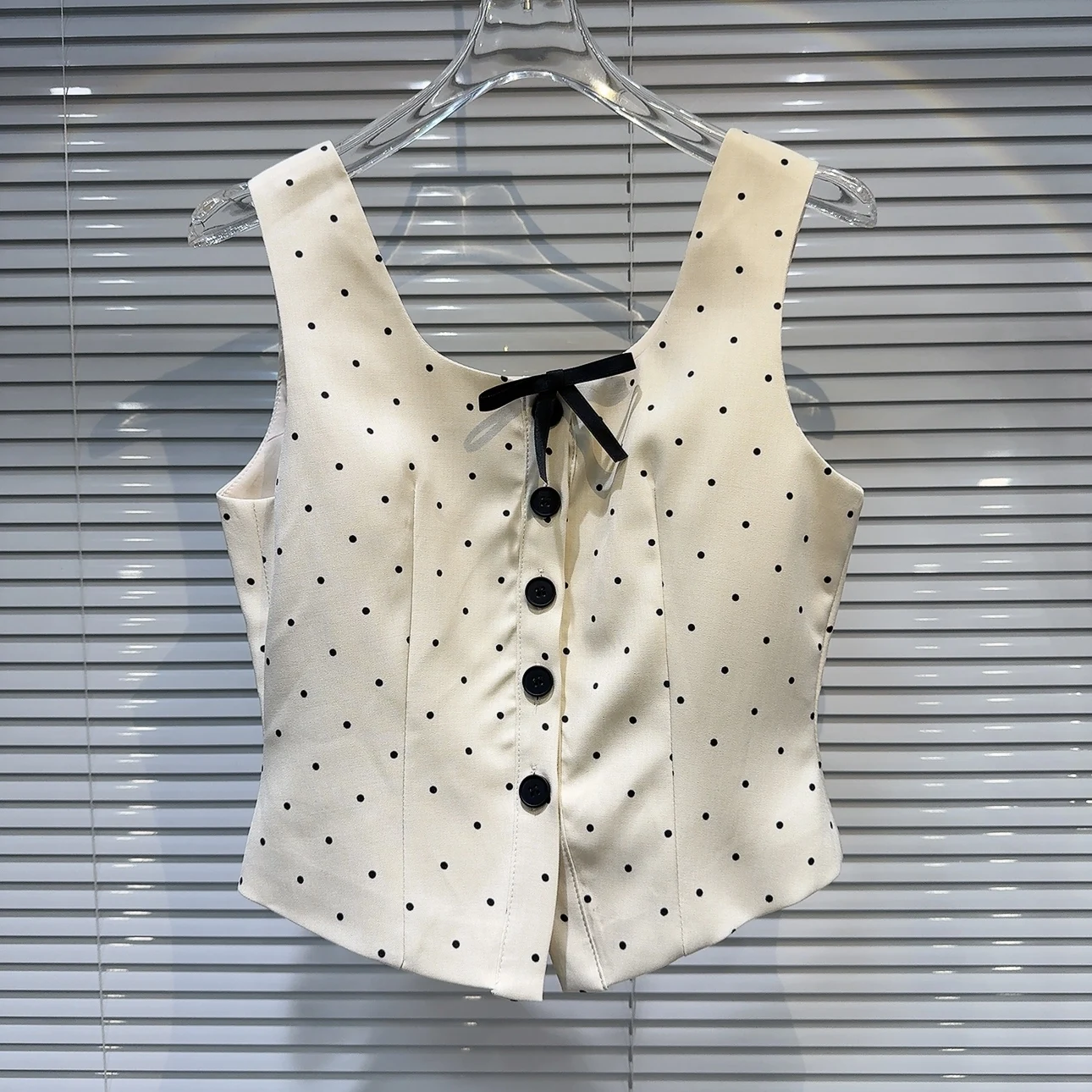 2024 Summer New Bow Polka Dot Vest Top Sling Women + Solid Color High Waist Slim Fit Mini Skirt Outfit Women 2 Pieces Set Skirts