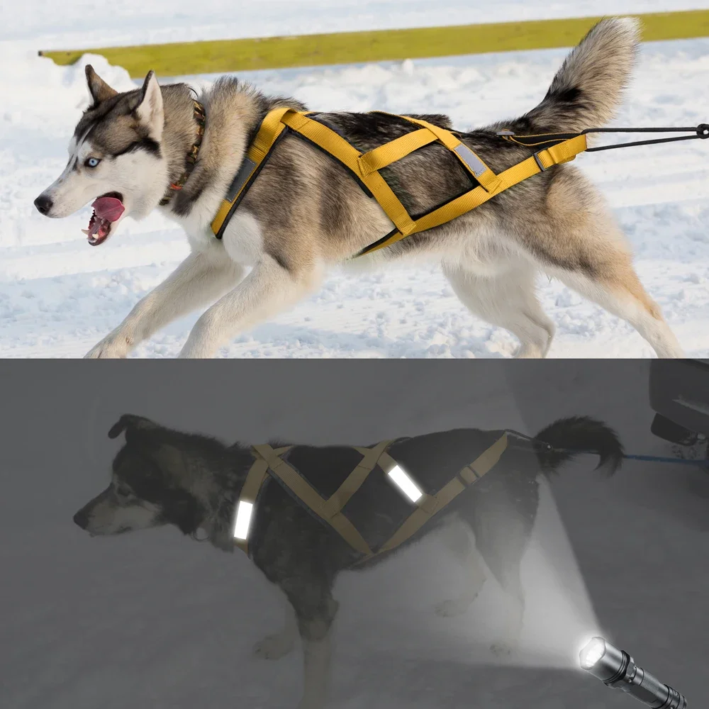 Sled Dog Pulling Car Leash Waterproof Night Reflective Dog Chest Harness Big Large Dog Weighted Rally Vest Pet Training Supplies