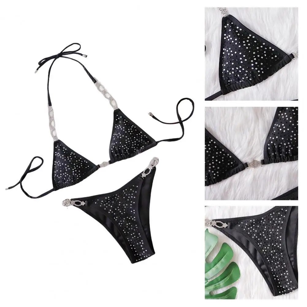 Excellent Women Swimsuit  Breathable Polyester Bathing Suit  Two-Pieces Bikini Halter Underwear Bathing Suit