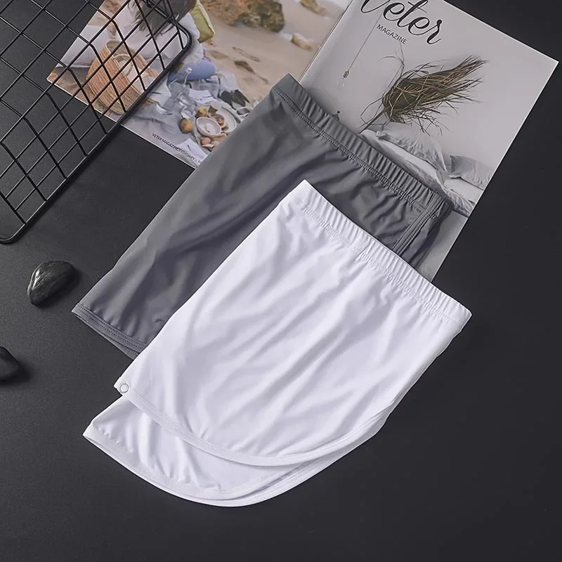 Ice Silk Mens Boxer Shorts Leisure Loose Cozy Arrow Pants Underwear Solid Color Button Open Sexy Panties Homewear Underpants