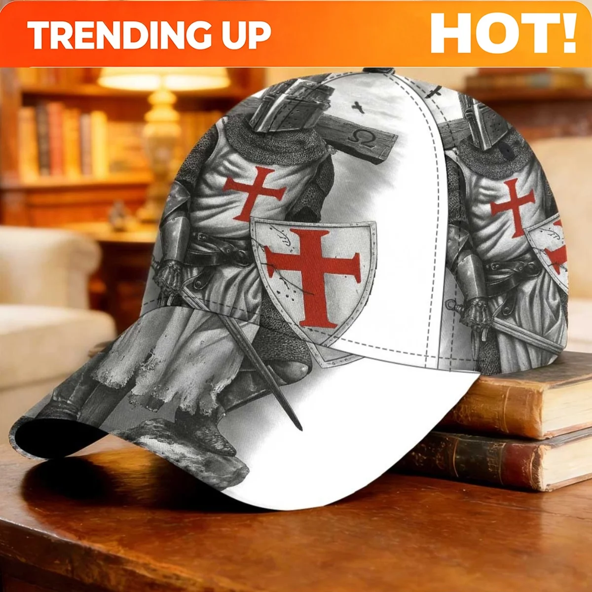 Customization 1pc Templar Knight Standing Before Cross Baseball Cap Lightweight Festival Summer Style Gift For Dad For Dad Hat H