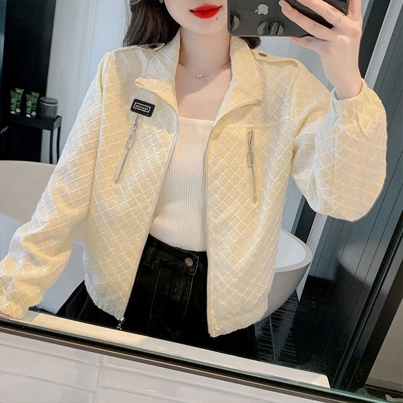 

​2025 New Korean Style Zip Up Jacket for Women Loose Fit Casual Outerwear with Slimming Effect Unique Design​