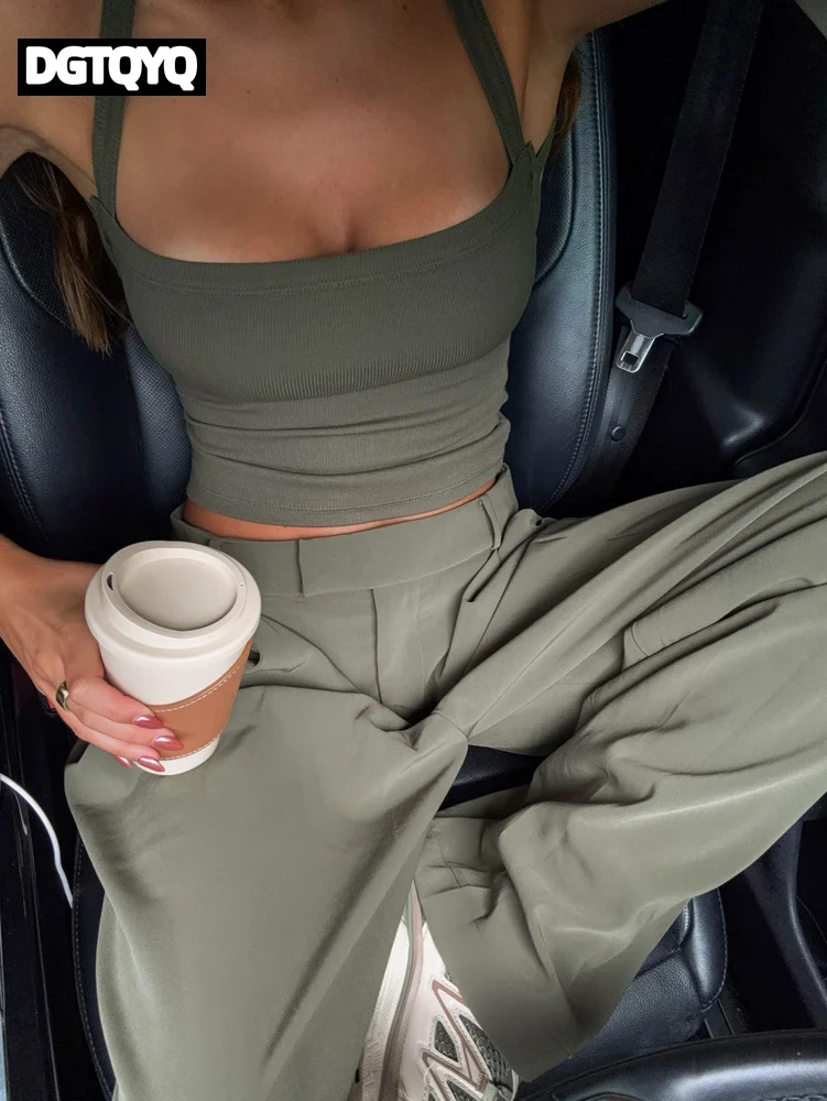2026 New Low-Neck Vest Women Cross Shoulder Strap Solid Skinny Stretch Sexy Midnight Hottie Beach Party Sporty Basis Tops Camis