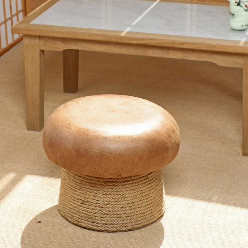 Lazy Low Puffs Stool Wooden Design Round Relax Leisure Entryway Foot Stool Mushroom Adults Lazy Taburete Madera Hotel Furniture