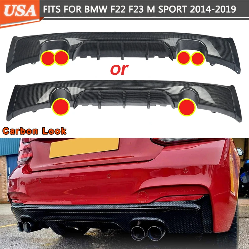 MagicKit für BMW F22 F23 2er Serie 2013~2018 Heck M Sport Performance Heckdiffusor Carbon-Optik Karosserie-Tuning ABS