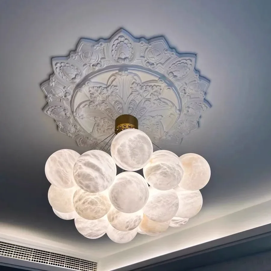 Home Deco G9 LED Marble Ball Bouquet Alabaster Series 2025 Trendy Chandelier Lighting Lustres Hanging Lamps For Living Room