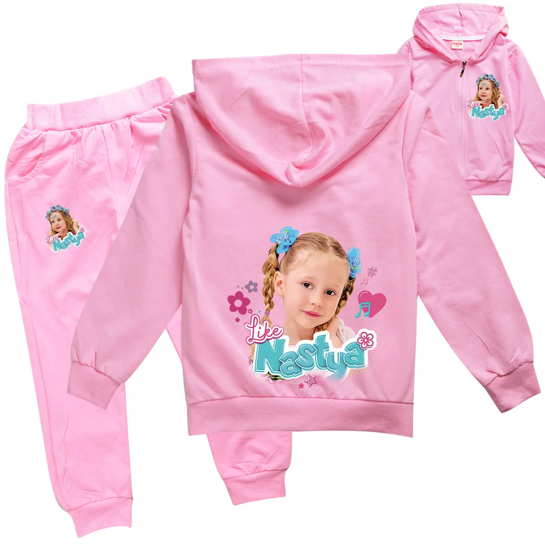 Lovely Like Nastya Hoodie Suit Kids Hooded Zipper Jackets and Pant Two-piece Sets Children's Clothing Girls Outfits Boys Clothes