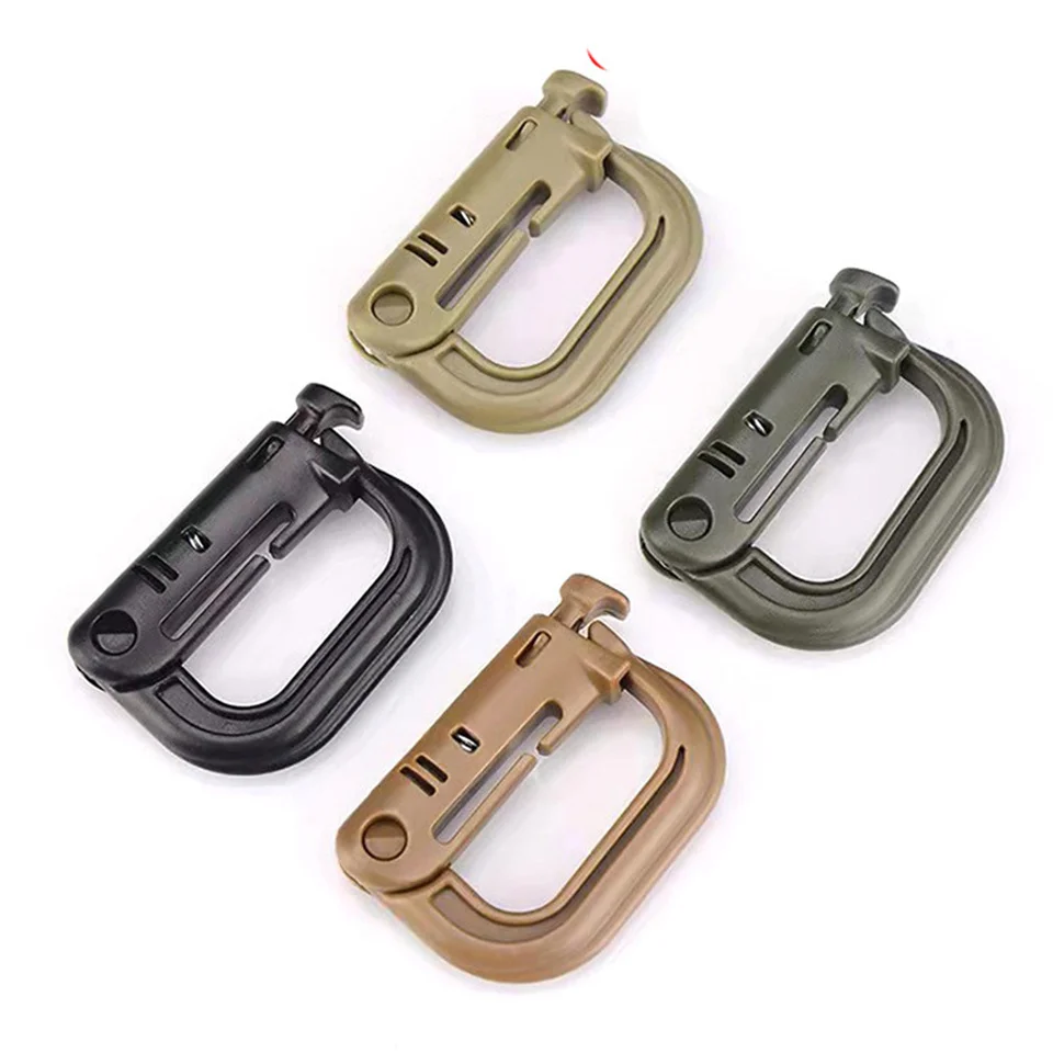 Plastic D-Ring Tactical Carabiner Keychain Hard Polymer Hanging Hook Buckle Clip Survival Tool for Outdoor Travelling Camping