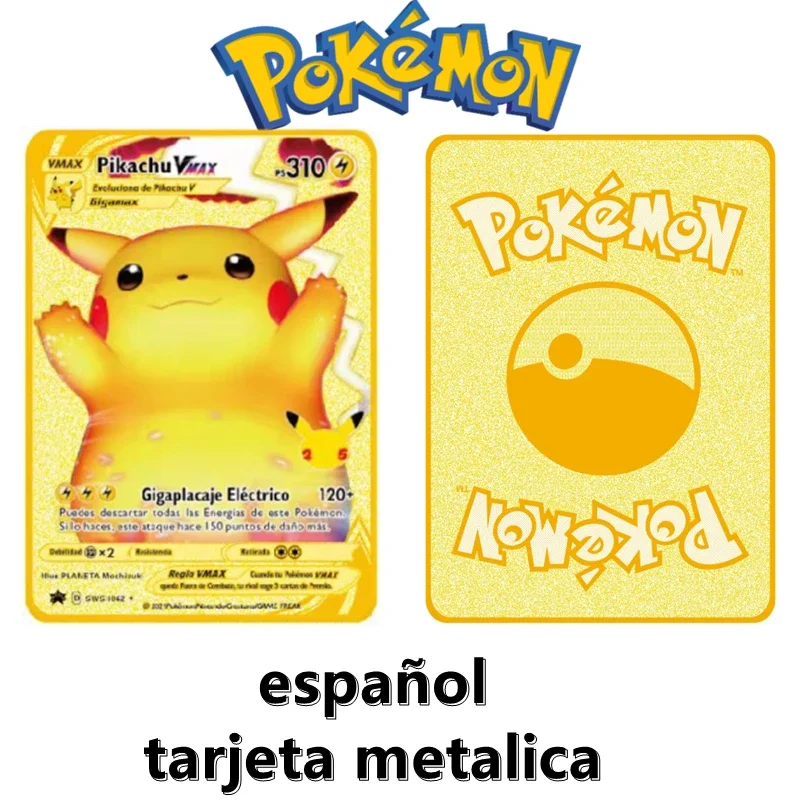 Pokemon Metal Spanish Battle Card Games Anime Character Collection Birthday Gifts Children\'s Toys GX VMAX V EX